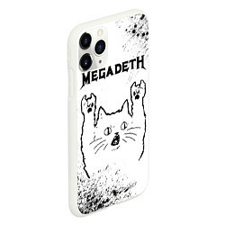 Чехол iPhone 11 Pro матовый Megadeth рок кот на светлом фоне, цвет: 3D-белый — фото 2