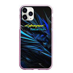 Чехол iPhone 11 Pro матовый Cyberpunk 2077 phantom liberty blue logo, цвет: 3D-розовый