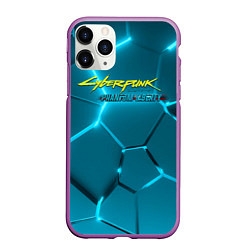 Чехол iPhone 11 Pro матовый Cyberpunk 2077 phantom liberty blue logo