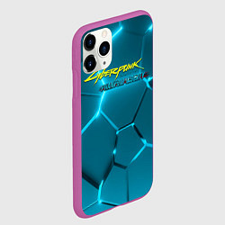 Чехол iPhone 11 Pro матовый Cyberpunk 2077 phantom liberty blue logo, цвет: 3D-фиолетовый — фото 2