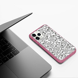 Чехол iPhone 11 Pro матовый Текстурка, цвет: 3D-малиновый — фото 2
