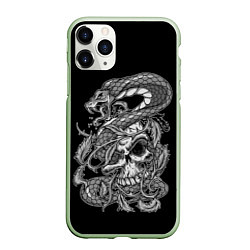 Чехол iPhone 11 Pro матовый Cobra and skull
