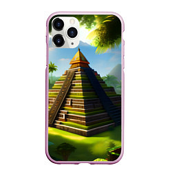Чехол iPhone 11 Pro матовый Пирамида индейцев майя, цвет: 3D-розовый