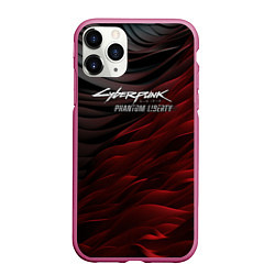 Чехол iPhone 11 Pro матовый Cyberpunk 2077 phantom liberty black red, цвет: 3D-малиновый