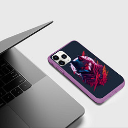 Чехол iPhone 11 Pro матовый Лис ниндзя от нейросети, цвет: 3D-фиолетовый — фото 2