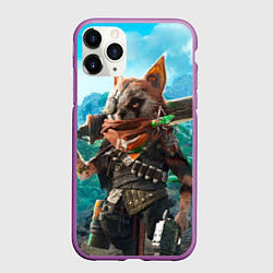 Чехол iPhone 11 Pro матовый Biomutant, цвет: 3D-фиолетовый