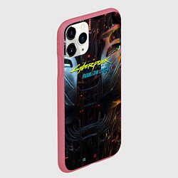 Чехол iPhone 11 Pro матовый Киберпанк 2077 призрачная свобода лого на торсе, цвет: 3D-малиновый — фото 2