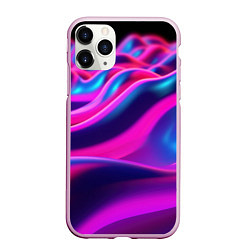 Чехол iPhone 11 Pro матовый Фиолетовые неоновые волны