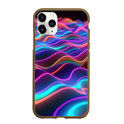 Чехол iPhone 11 Pro матовый Синие и фиолетовые волны, цвет: 3D-коричневый