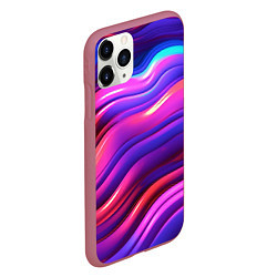 Чехол iPhone 11 Pro матовый Неоновые волны, цвет: 3D-малиновый — фото 2