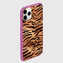 Чехол iPhone 11 Pro матовый Полосатая шкура тигра, цвет: 3D-фиолетовый — фото 2