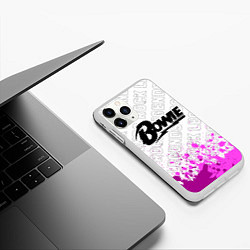 Чехол iPhone 11 Pro матовый David Bowie rock legends: символ сверху, цвет: 3D-белый — фото 2