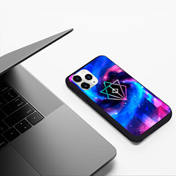 Чехол iPhone 11 Pro матовый In Flames неоновый космос, цвет: 3D-черный — фото 2