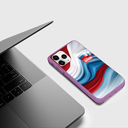 Чехол iPhone 11 Pro матовый Флаг России абстракт, цвет: 3D-фиолетовый — фото 2