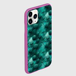 Чехол iPhone 11 Pro матовый Абстрактные зеленые шишки, цвет: 3D-фиолетовый — фото 2