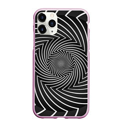 Чехол iPhone 11 Pro матовый Оптическая иллюзия изогнутые линии, цвет: 3D-розовый