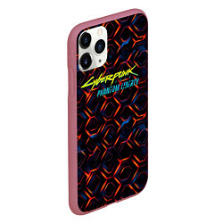 Чехол iPhone 11 Pro матовый Cyberpunk 2077 phantom liberty dark abstract, цвет: 3D-малиновый — фото 2