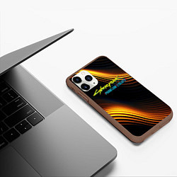 Чехол iPhone 11 Pro матовый Black gold cyberpunk phantom liberty, цвет: 3D-коричневый — фото 2