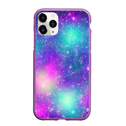 Чехол iPhone 11 Pro матовый Яркий розово-голубой космос, цвет: 3D-фиолетовый