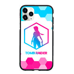 Чехол iPhone 11 Pro матовый Tomb Raider neon gradient style