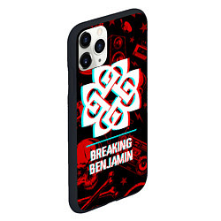 Чехол iPhone 11 Pro матовый Breaking Benjamin rock glitch, цвет: 3D-черный — фото 2