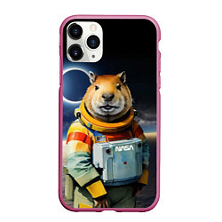 Чехол iPhone 11 Pro матовый Capy astronaut - Nasa - neural network, цвет: 3D-малиновый