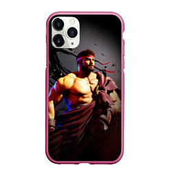 Чехол iPhone 11 Pro матовый Street Fighter: Ryu, цвет: 3D-малиновый