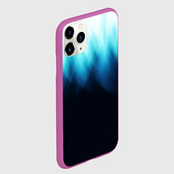 Чехол iPhone 11 Pro матовый Синее пламя огня на черном, цвет: 3D-фиолетовый — фото 2