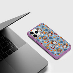 Чехол iPhone 11 Pro матовый Пляжные гномы, цвет: 3D-фиолетовый — фото 2