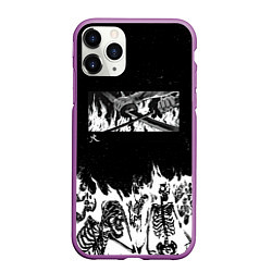Чехол iPhone 11 Pro матовый Блич - Скелеты в огне, цвет: 3D-фиолетовый