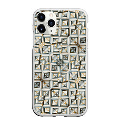 Чехол iPhone 11 Pro матовый Квадраты и ромбы, цвет: 3D-белый