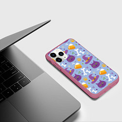 Чехол iPhone 11 Pro матовый Кошачий хэллоуин, цвет: 3D-малиновый — фото 2