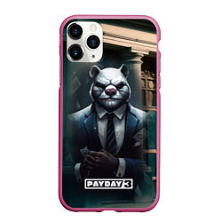 Чехол iPhone 11 Pro матовый Payday 3 white bear, цвет: 3D-малиновый