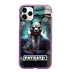 Чехол iPhone 11 Pro матовый Payday 3 bear, цвет: 3D-фиолетовый