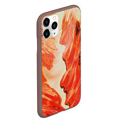 Чехол iPhone 11 Pro матовый Бежевые и красные краски, цвет: 3D-коричневый — фото 2
