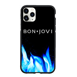Чехол iPhone 11 Pro матовый Bon Jovi blue fire, цвет: 3D-черный