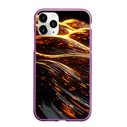 Чехол iPhone 11 Pro матовый Золотые волны, цвет: 3D-фиолетовый