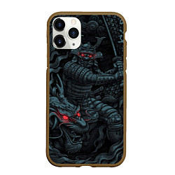 Чехол iPhone 11 Pro матовый Samurai and dragon