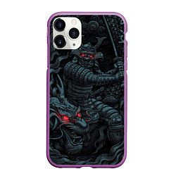 Чехол iPhone 11 Pro матовый Samurai and dragon, цвет: 3D-фиолетовый