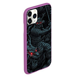 Чехол iPhone 11 Pro матовый Samurai and dragon, цвет: 3D-фиолетовый — фото 2