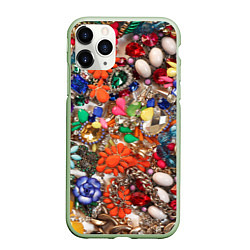Чехол iPhone 11 Pro матовый Камни и драгоценности, цвет: 3D-салатовый