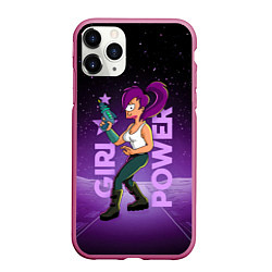 Чехол iPhone 11 Pro матовый Futurama: Лила с бластером, цвет: 3D-малиновый