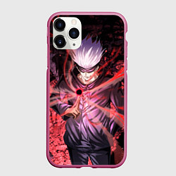Чехол iPhone 11 Pro матовый Годжо Сатору red, цвет: 3D-малиновый
