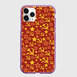 Чехол iPhone 11 Pro матовый СССР Серп и Молот, цвет: 3D-фиолетовый