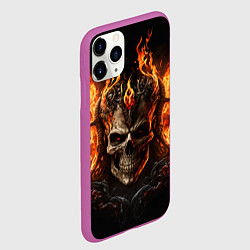 Чехол iPhone 11 Pro матовый Лучший огненный череп, цвет: 3D-фиолетовый — фото 2