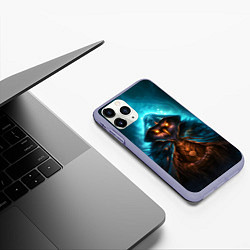 Чехол iPhone 11 Pro матовый Сова в колдовской мантии, цвет: 3D-светло-сиреневый — фото 2