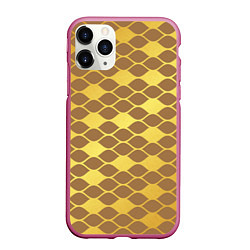 Чехол iPhone 11 Pro матовый Golden pattern, цвет: 3D-малиновый