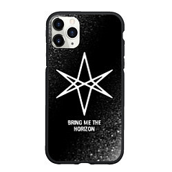 Чехол iPhone 11 Pro матовый Bring Me the Horizon glitch на темном фоне