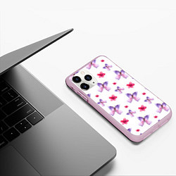 Чехол iPhone 11 Pro матовый Spring butterflies, цвет: 3D-розовый — фото 2