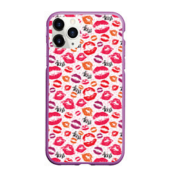 Чехол iPhone 11 Pro матовый Поцелуи - kiss, цвет: 3D-фиолетовый